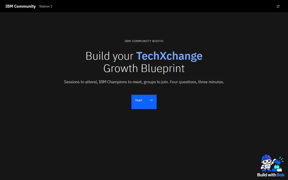 Start screen of the Growth Blueprint kiosk